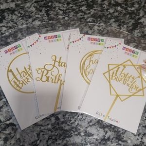 Happy Birthday Cake Topper Set of 4
